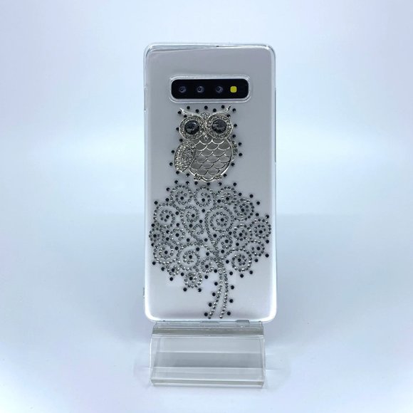Galaxy S10 Plus case. PC material. Unique Handmade. Black and silver rhinestones - Picture 1 of 1
